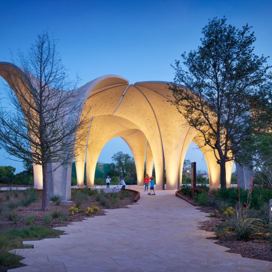 Confluence Park during springtime at night