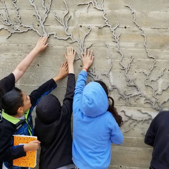 Confluence Park River Sculpture with School Children