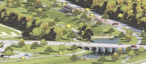 Escondido Creek Parkway rendering of 181 and Detention Pond