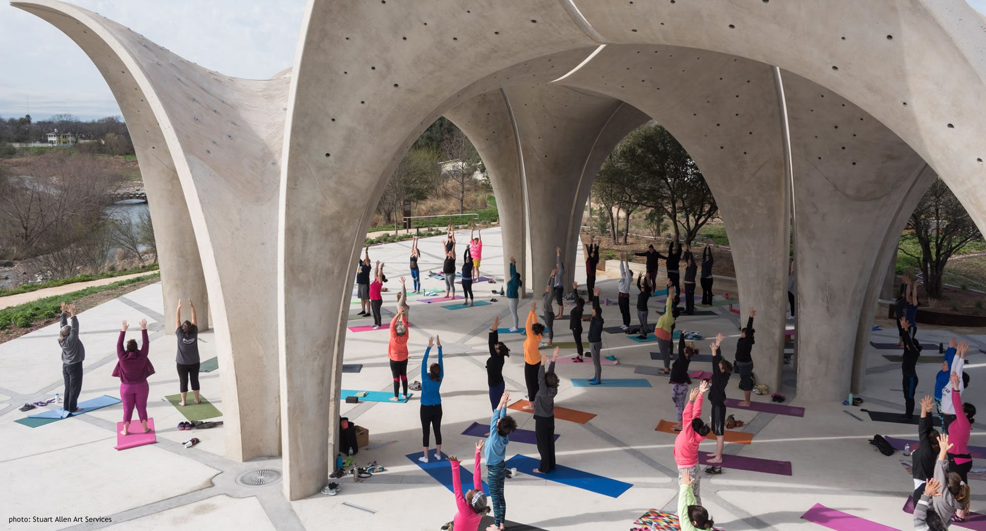 Confluence Park Pavilion with Large Yoga Class
